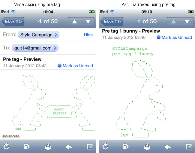 Ascii art support in email