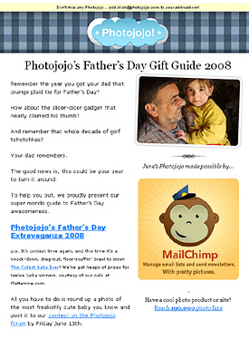 Photojojo Father's Day email