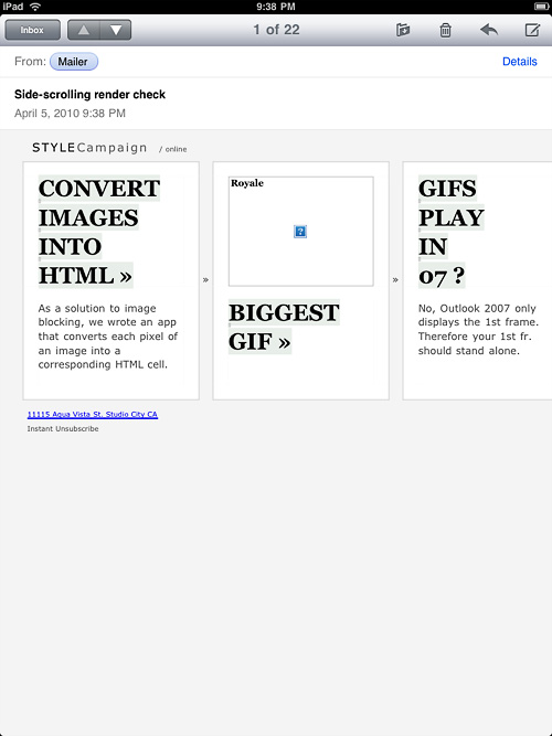 iPad email preview on Litmus