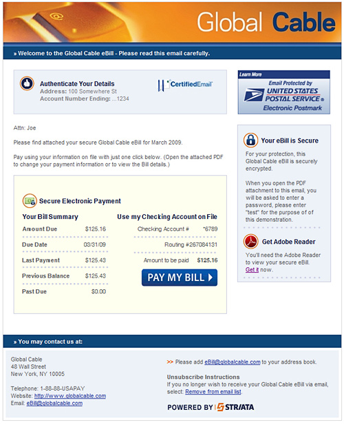 Goodmail example Bill Pay screen 1