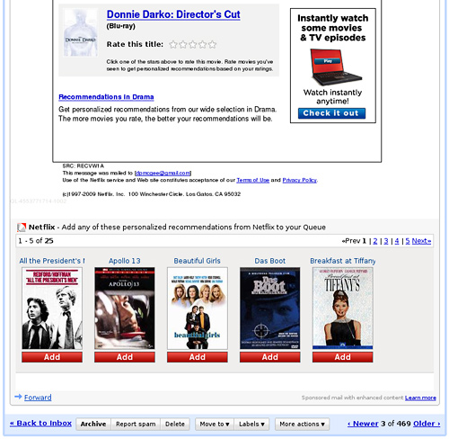 Netflix Enhanced Email example from Dan McGee