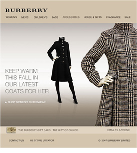 Burberry apparel photography newsletter