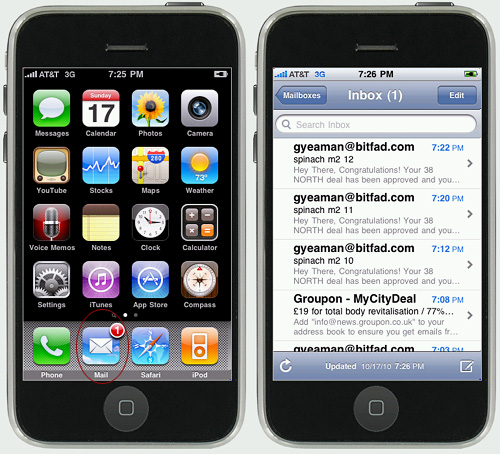 Native email on the iPhone