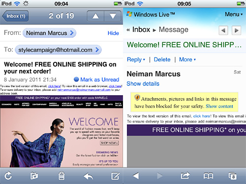 Designing emails for touch