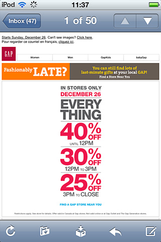 Designing emails for touch