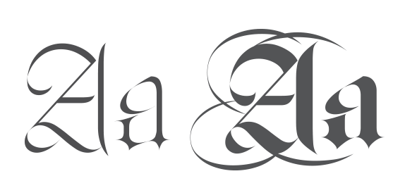 Frida Medrano’s variable font Jabin spelling out the letters Aa in two styles, nice swirly modern blackletter