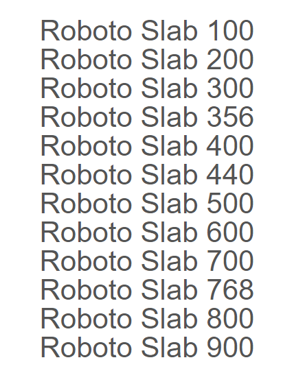 Screenshot of variable font email test 002, showing fallbacks in desktop Gmail, stack of same weight Helvetica fonts spelling out Roboto Slab and weight next to it