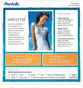 Welcome email from Marshalls