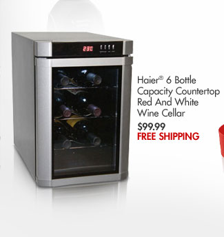 Haier(R) 6 Bottle Capacity Countertop Red and White Wine Cellar $99.99 FREE SHIPPING