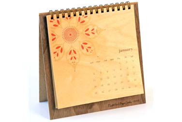 Night Owl Paper Goods 2009 Eco-Friendly Wooden Calendar