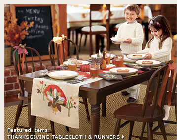 Featured items: THANKSGIVING TABLECLOTH & RUNNERS