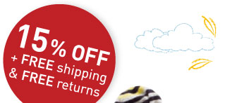 15% OFF + FREE shipping & FREE returns