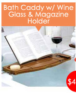 Bath Caddy w/ Wine Glass & Magazine Holder