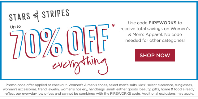 Up to 70% off Women's & Men's Apparel