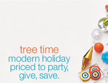 Tree time modern holiday priced to party, give, save.