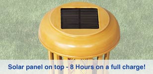 Solar panel on top - 8 hours on a full charge!